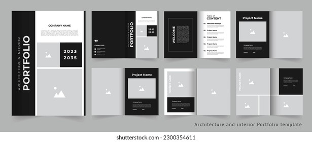 Moderna cartera de arquitectura o cartera de proyectos o plantilla de diseño de portafolio interior