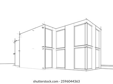 Modern Architectural Sketch – Abstract Residential Design	
