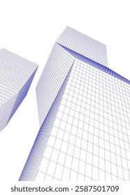 Modern Architectural Wireframe. Futuristic Skyscraper Perspective