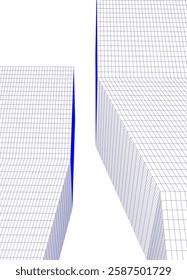Modern Architectural Wireframe. Futuristic Skyscraper Perspective