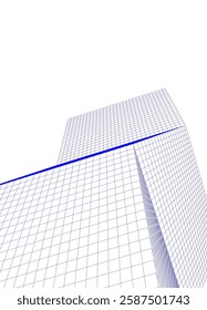Modern Architectural Wireframe. Futuristic Skyscraper Perspective
