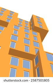 Modern Architectural Wireframe. Futuristic Skyscraper Perspective