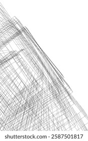 Modern Architectural Wireframe. Futuristic Skyscraper Perspective