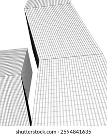 Modern Architectural Wireframe. Futuristic Skyscraper Perspective