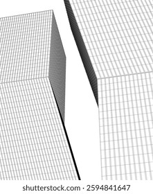 Modern Architectural Wireframe. Futuristic Skyscraper Perspective