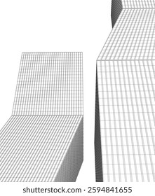Modern Architectural Wireframe. Futuristic Skyscraper Perspective