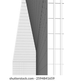 Modern Architectural Wireframe. Futuristic Skyscraper Perspective