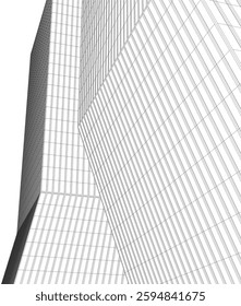 Modern Architectural Wireframe. Futuristic Skyscraper Perspective