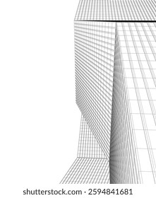 Modern Architectural Wireframe. Futuristic Skyscraper Perspective