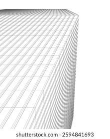Modern Architectural Wireframe. Futuristic Skyscraper Perspective