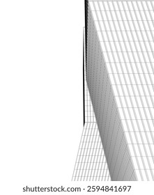 Modern Architectural Wireframe. Futuristic Skyscraper Perspective