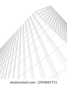 Modern Architectural Wireframe. Futuristic Skyscraper Perspective