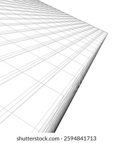 Modern Architectural Wireframe. Futuristic Skyscraper Perspective