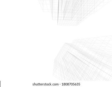 Modern architecture 3d. Building construction