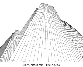 Arquitectura moderna 3d. Construcción de edificios