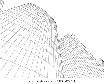 Arquitectura moderna 3d. Construcción de edificios