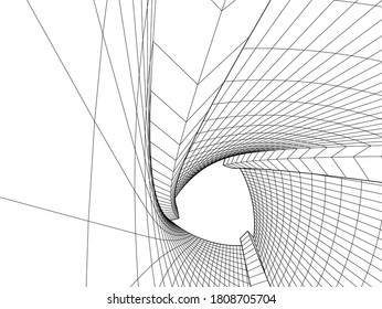 Modern architecture 3d. Building construction