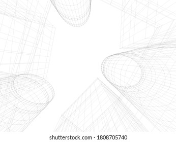 Modern architecture 3d. Building construction