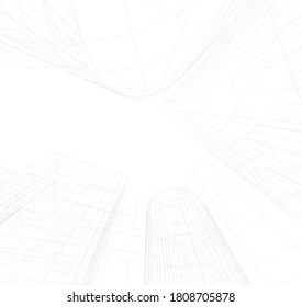 Arquitectura moderna 3d. Construcción de edificios