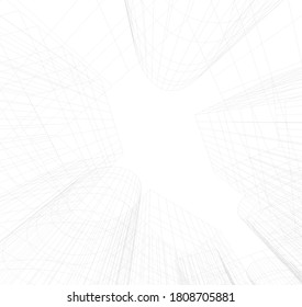 Modern architecture 3d. Building construction