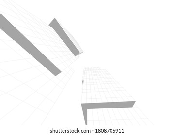 Modern architecture 3d. Building construction