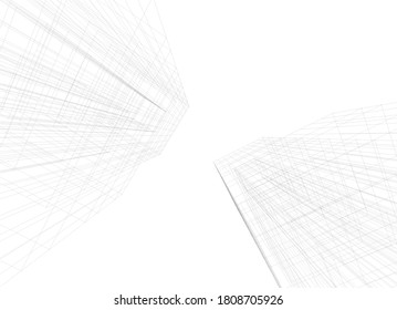 Modern architecture 3d. Building construction