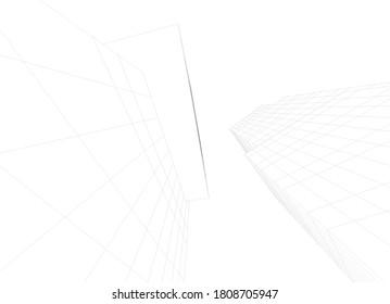 Arquitectura moderna 3d. Construcción de edificios