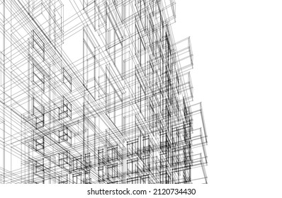 Modern architecture 3d rendering vector illustration