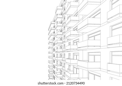 Modern architecture 3d rendering vector illustration