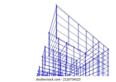 Modern architecture 3d rendering vector illustration