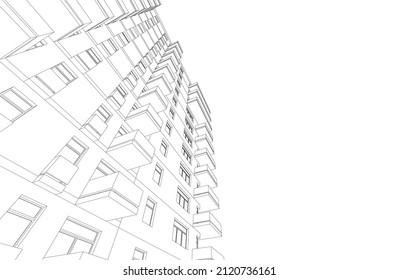 Modern architecture 3d rendering vector illustration