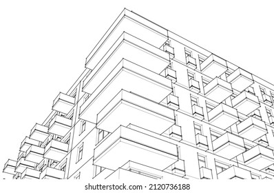 Modern architecture 3d rendering vector illustration