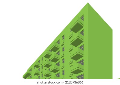 Modern architecture 3d rendering vector illustration