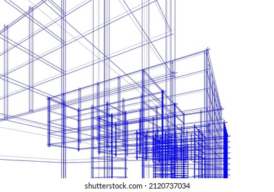 Modern architecture 3d rendering vector illustration