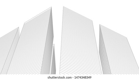 modern architecture abstract 3d illustration