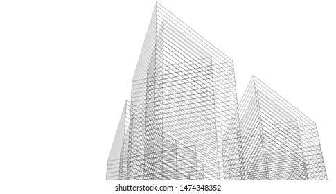 modern architecture abstract 3d illustration