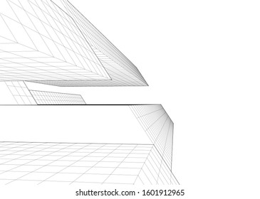 Modern architecture abstract 3d illustration