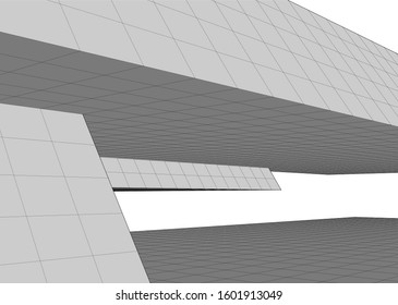 Modern architecture abstract 3d illustration