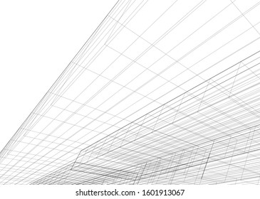 Modern architecture abstract 3d illustration