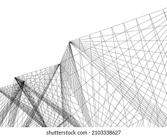 Modern architecture abstract drawing vector illustration