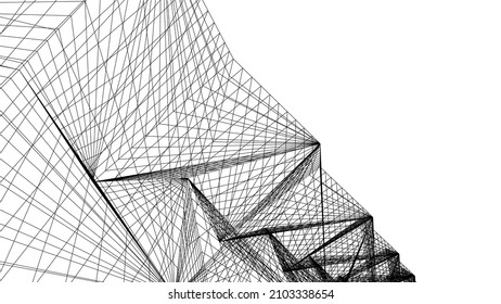 Modern architecture abstract drawing vector illustration