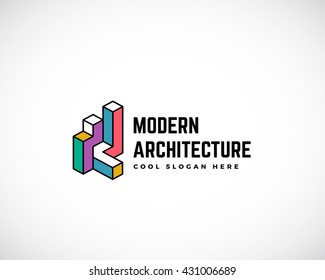 Modern Architecture Abstract Vector Logo Template. Construction Sign. Building Concept Symbol. Isolated with Premium Typography.