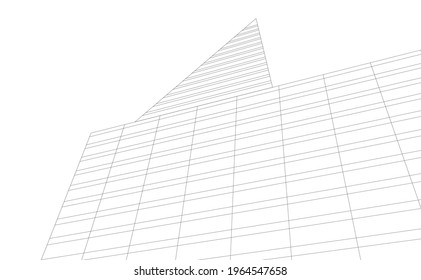 modern architecture building 3d drawing 
