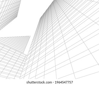 modern architecture building 3d drawing 