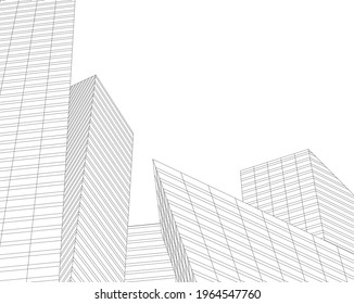 modern architecture building 3d drawing 