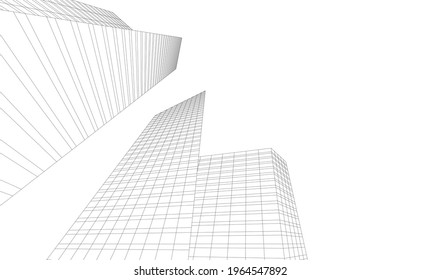 modern architecture building 3d drawing 
