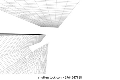 modern architecture building 3d drawing 