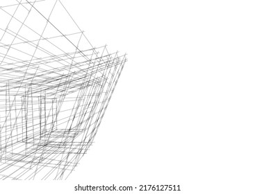 Modern architecture building 3d drawing