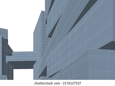 Edificio de arquitectura moderna de diseño en 3d