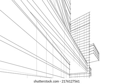 Modernes Gebäude 3D-Zeichnung